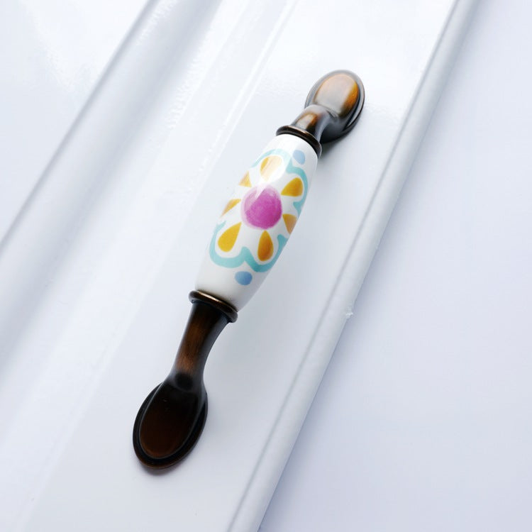 Colorful Porcelain Drawer Pulls, 3" 3.75" Centers, 4 Designs