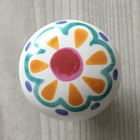 Colorful Porcelain Drawer Pulls, 3" 3.75" Centers, 4 Designs