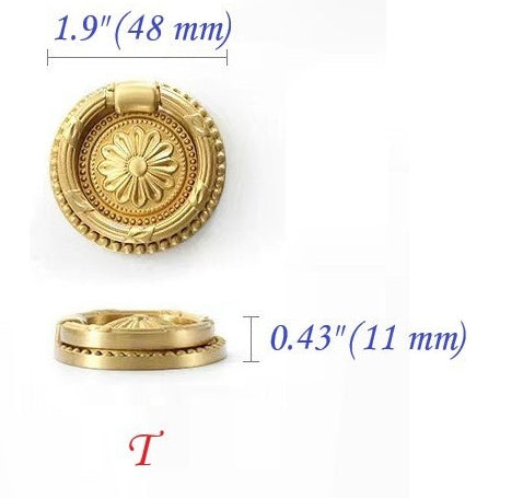 Brass Flower Patterned Knobs, Floral Drawer Pulls, Brushed Gold, Kitchen Cabinet Hardware