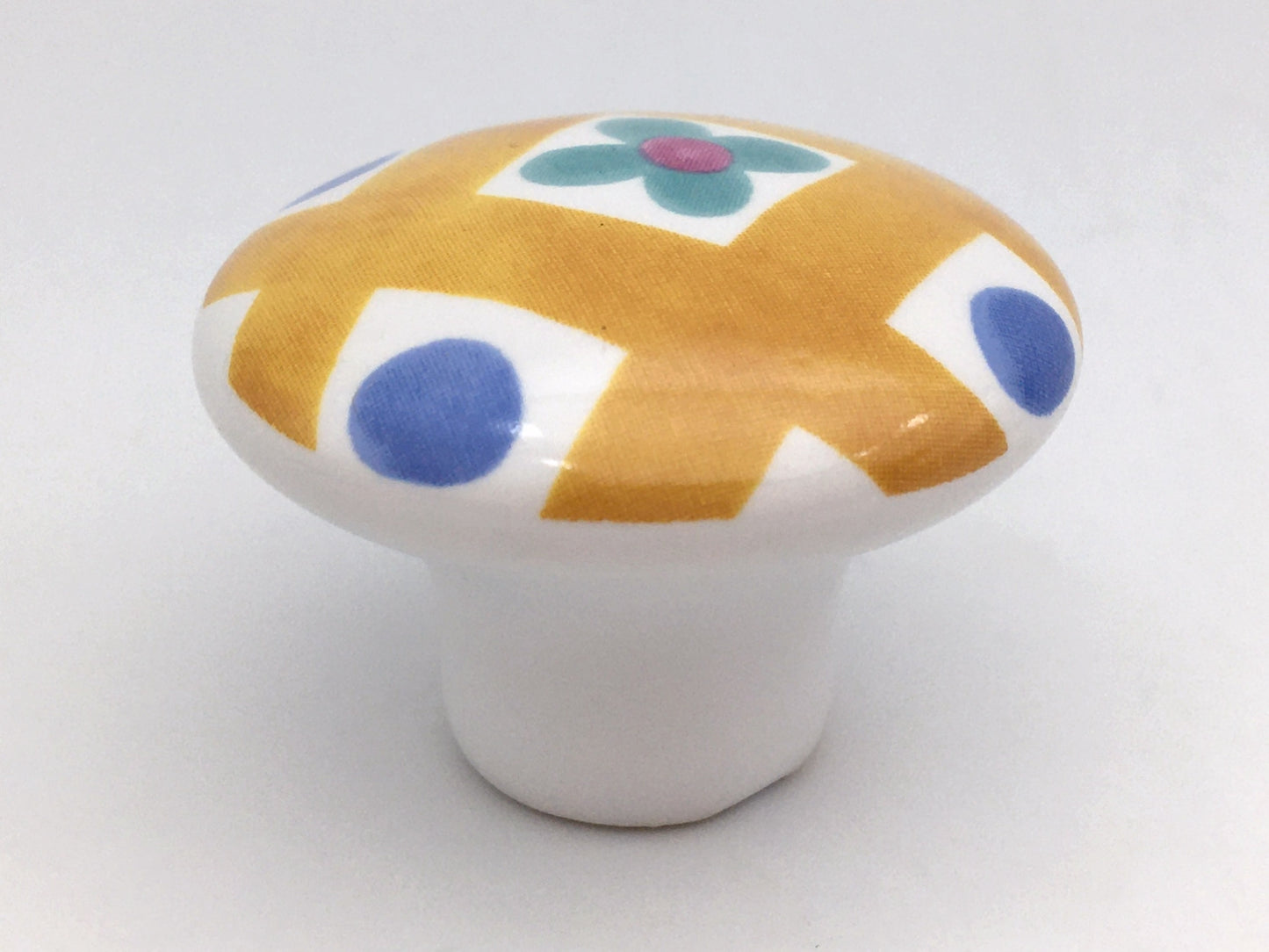 Ceramic Cabinet Knobs, Kitchen Drawer Pulls Hardware, Floral Gingham Checkered