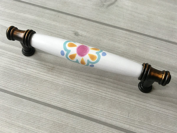 Colorful Porcelain Cabinet Pulls, 3.75" 5" Centers, 4 Designs