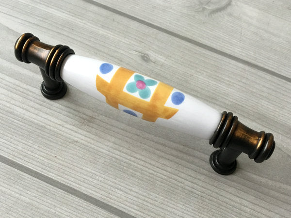 Colorful Porcelain Cabinet Pulls, 3.75" 5" Centers, 4 Designs