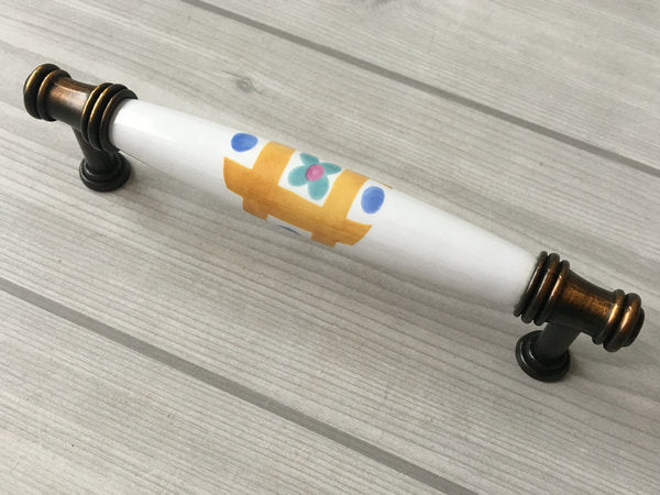 Colorful Porcelain Cabinet Pulls, 3.75" 5" Centers, 4 Designs