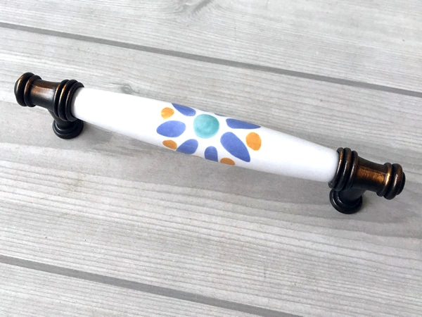 Colorful Porcelain Cabinet Pulls, 3.75" 5" Centers, 4 Designs
