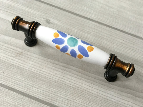 Colorful Porcelain Cabinet Pulls, 3.75" 5" Centers, 4 Designs