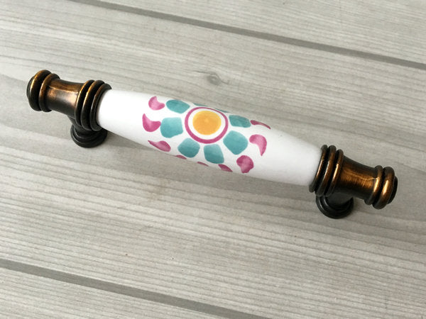 Colorful Porcelain Cabinet Pulls, 3.75" 5" Centers, 4 Designs