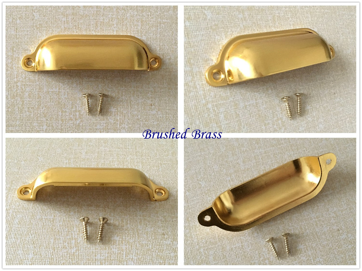 Cabinet Cup Pull Handle, 3.5" Center to Center, Front Screws, Multi Finishes
