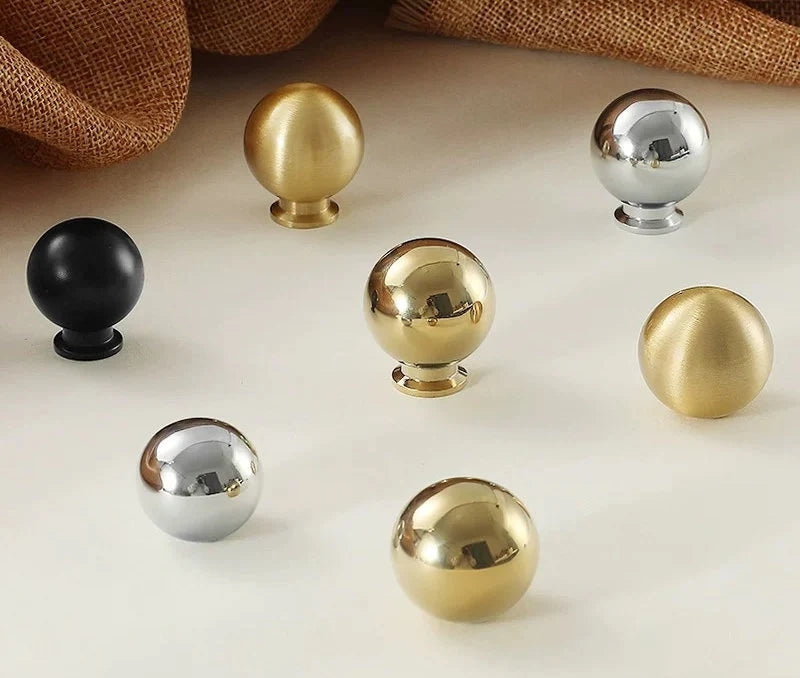 Sphere Brass Knobs, Black Nickel Gold Chrome