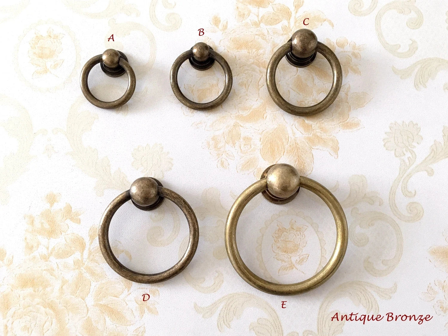 Bouton de tiroir suspendu en laiton, bronze antique, non laqué