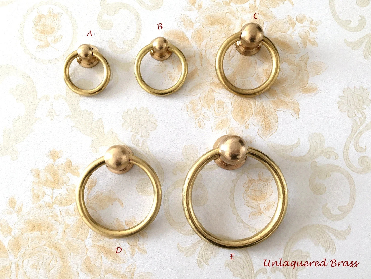 Bouton de tiroir suspendu en laiton, bronze antique, non laqué