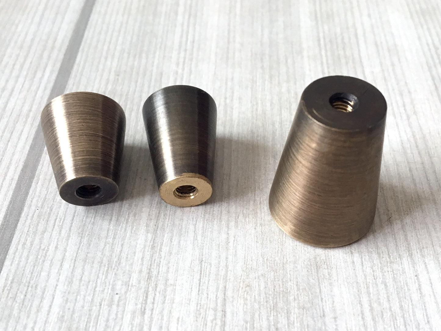 Tapered Brass Knob, Cone Drawer Pulls, Vintage Look Kitchen Hardware, Antique Bronze