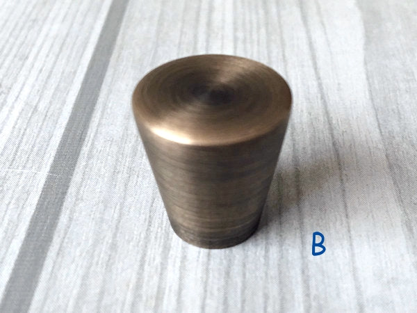 Tapered Brass Knob, Cone Drawer Pulls, Vintage Look Kitchen Hardware, Antique Bronze