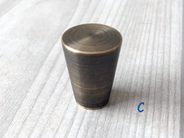 Tapered Brass Knob, Cone Drawer Pulls, Vintage Look Kitchen Hardware, Antique Bronze