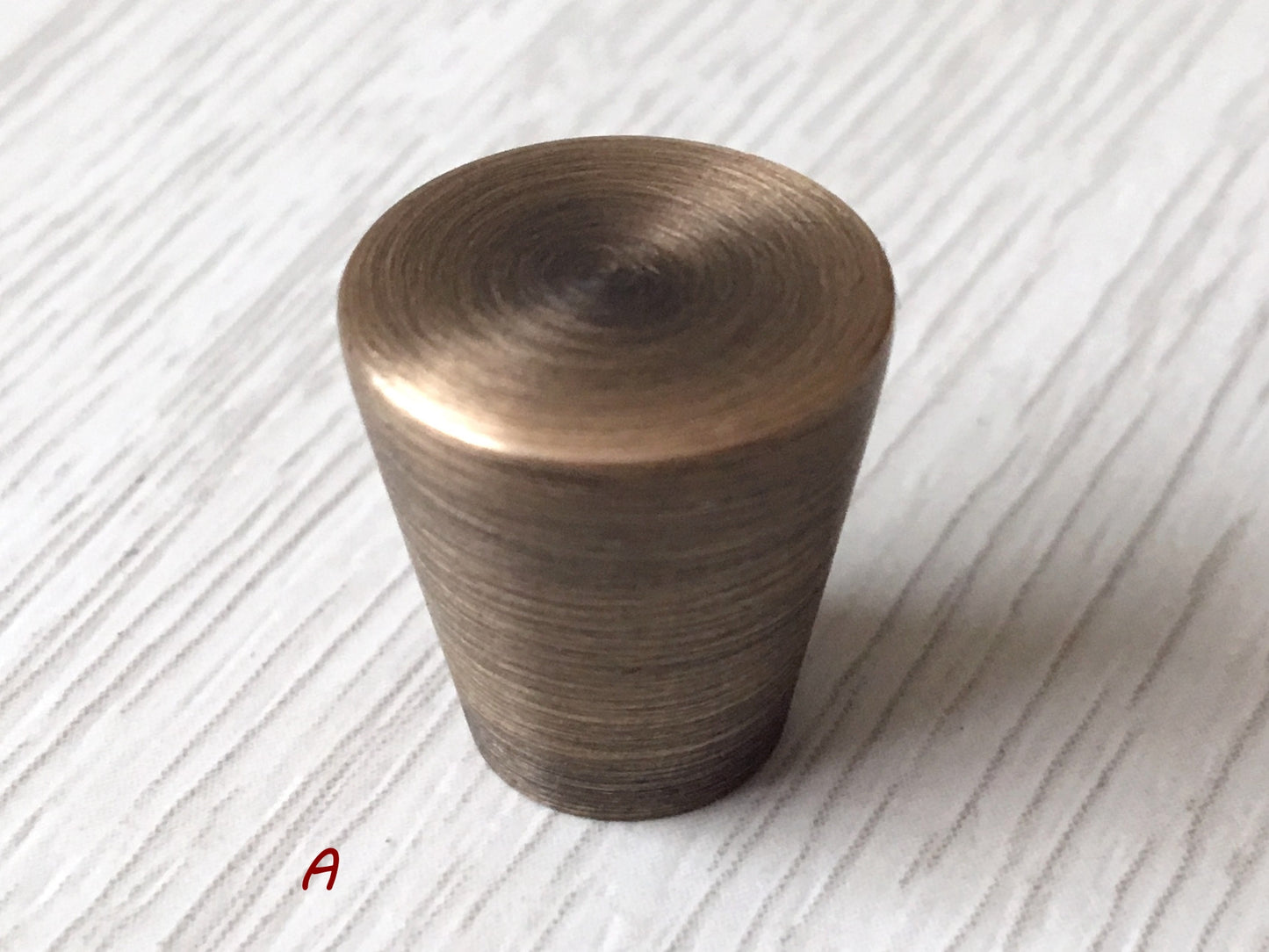 Tapered Brass Knob, Cone Drawer Pulls, Vintage Look Kitchen Hardware, Antique Bronze