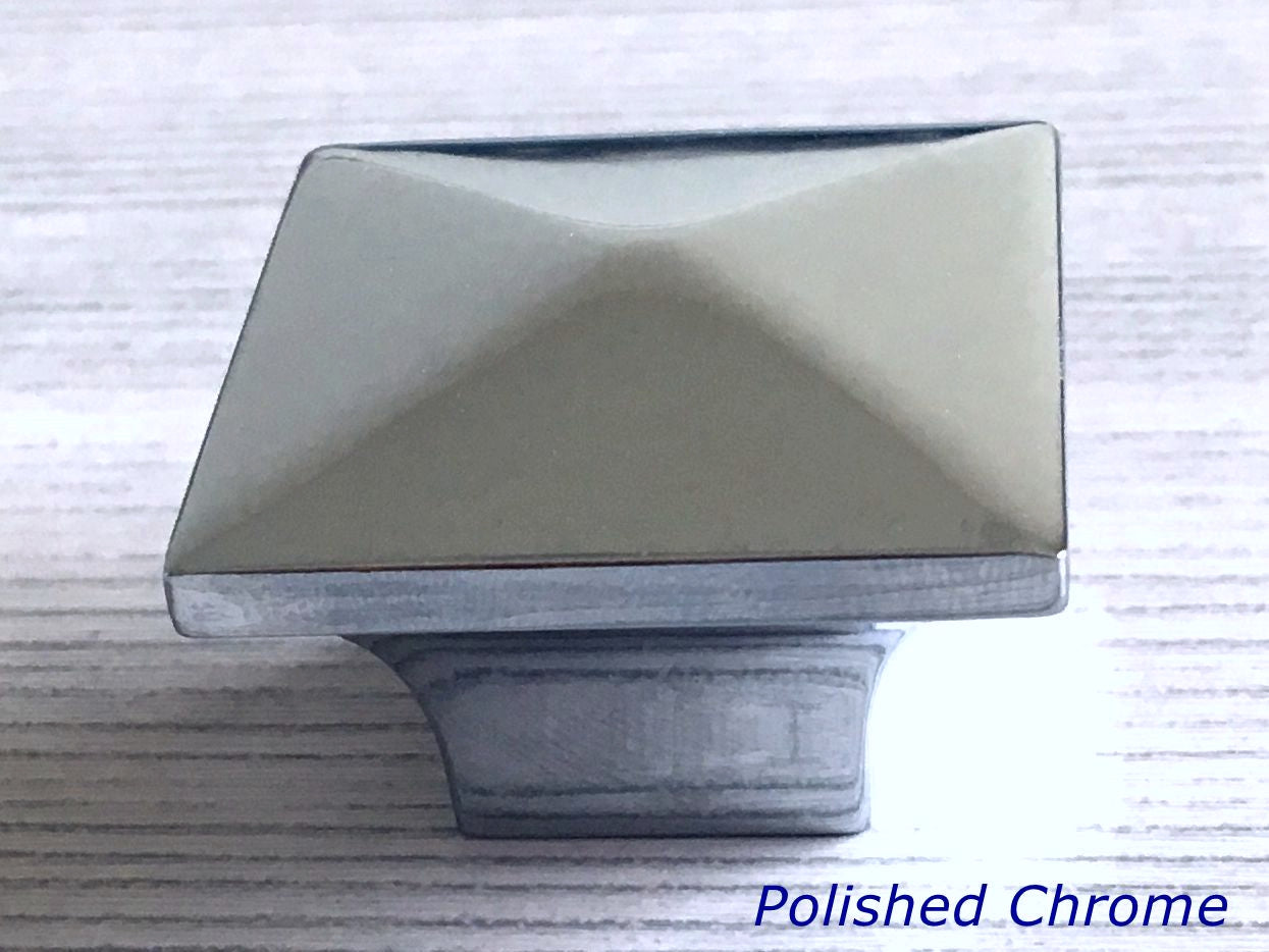 Square Cabinet Knobs, Modern Kitchen Hardware, Gold Nickel Bronze Chrome Black