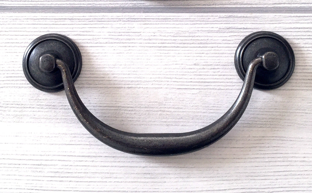 4.25" 4.5" Vintage Style Bail Drawer Pulls Handle Knob Dark Antique Bronze Black