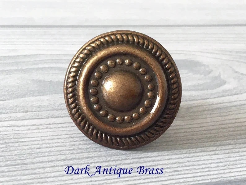Vintage Look Drawer Knobs Dark Antique Gold Brass