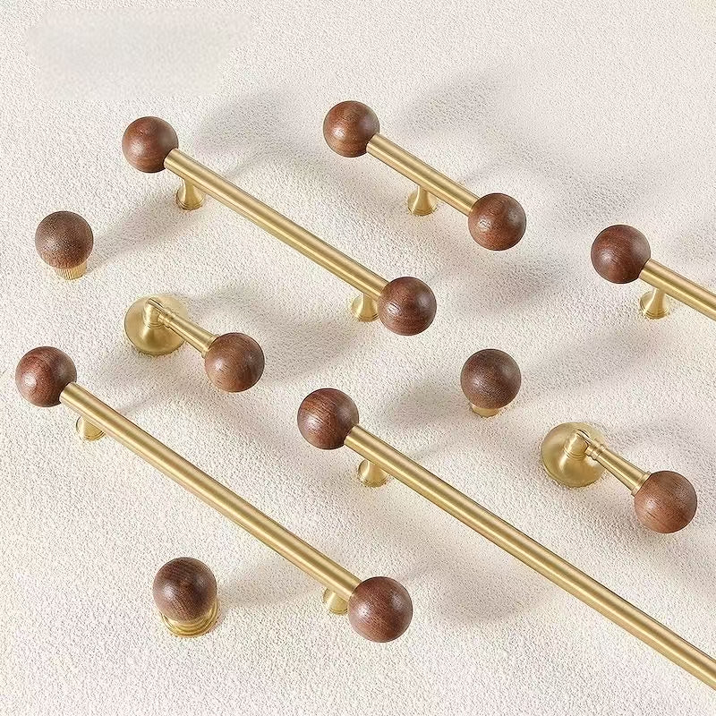 Walnut Brass Kitchen Cabinet Door Handles Mid Century