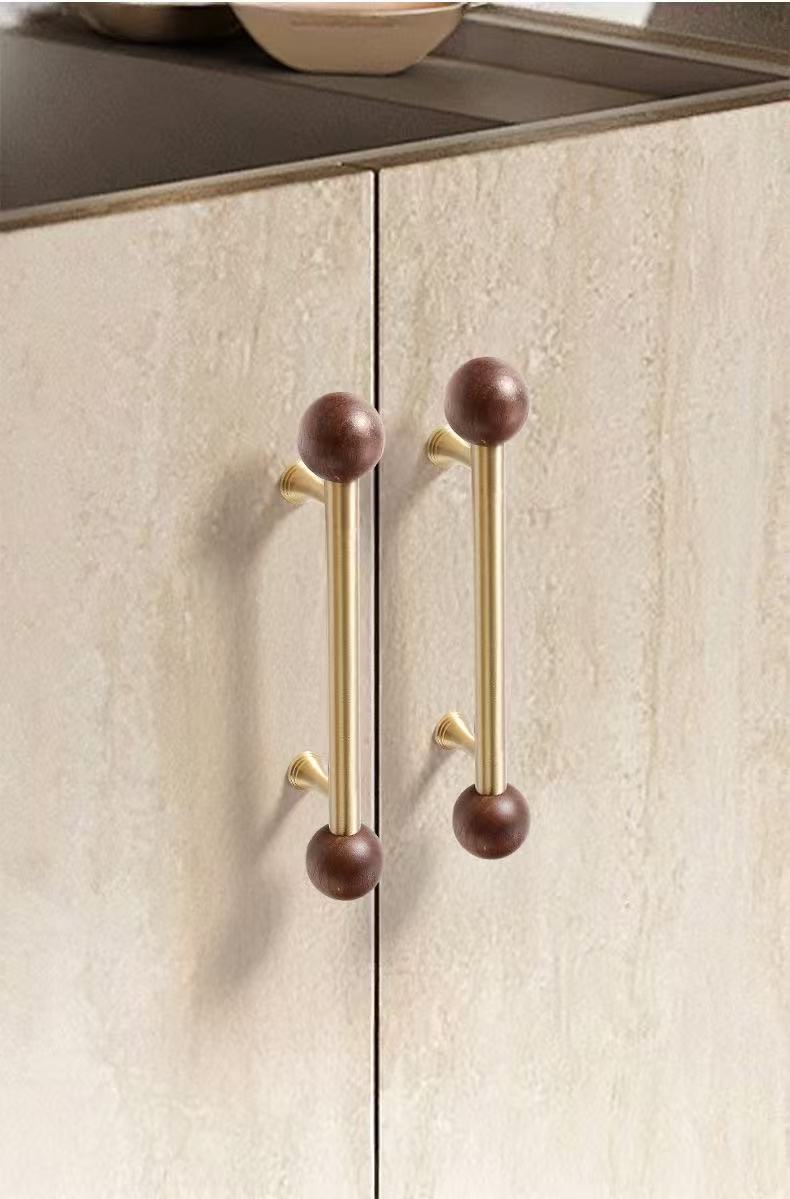 Walnut Kitchen Cabinet Drawer Pull Handles Brushed Gold