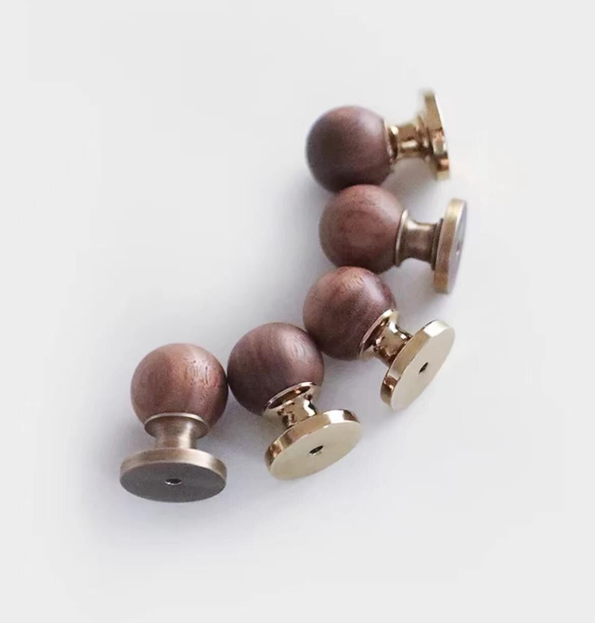 Walnut Brass Drawer Knobs with Antique Bronze base