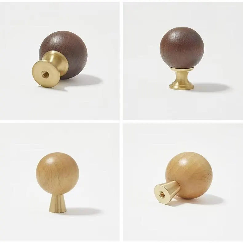 Walnut and beech wood Kitchen cabinet knobs
