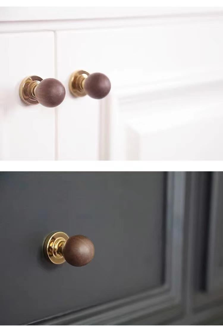 Wooden Japadi Cabinet Knobs with Brass Base