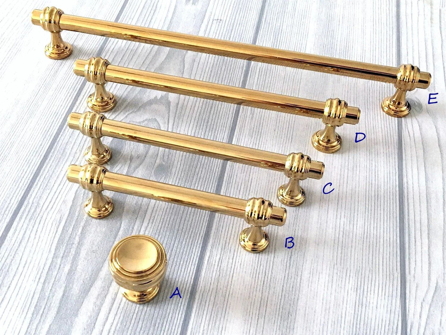 Schrankgriffe und Schubladengriffe aus poliertem Goldmessing | Lynns Hardware