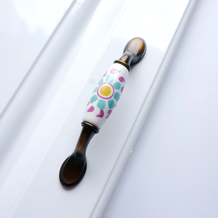 Colorful Porcelain Drawer Pulls, 3" 3.75" Centers, 4 Designs