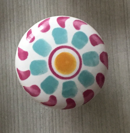 Colorful Porcelain Drawer Pulls, 3" 3.75" Centers, 4 Designs
