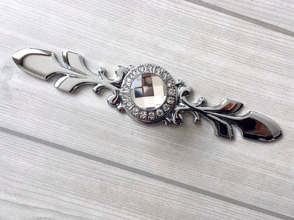 Glass Drawer Knobs with Backplate, Crystal Cabinet Hardware, Sparkle Clear Diamond