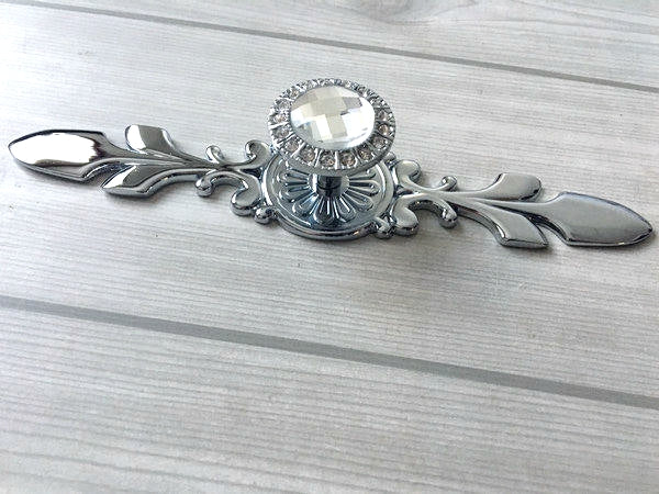 Glass Drawer Knobs with Backplate, Crystal Cabinet Hardware, Sparkle Clear Diamond