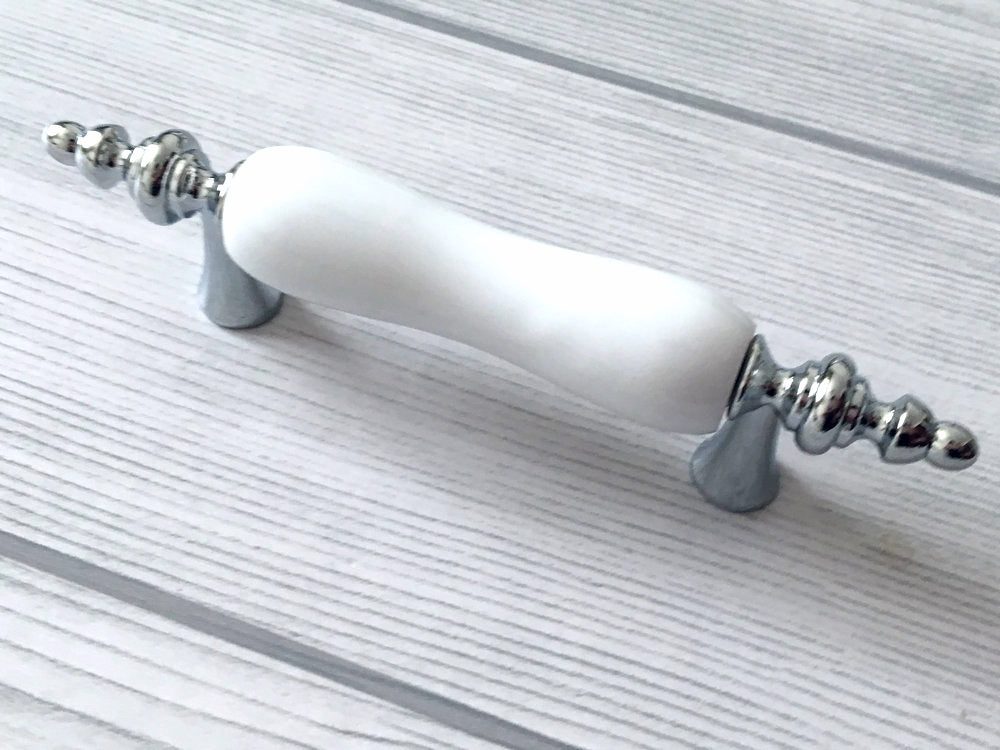 3" Centers Porcelain Cabinet Pull, Ceramic Drawer Handles 76 mm Holes