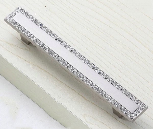 2.5" 3.75" Silver Crystal Drawer Pulls - Rhinestone Cabinet Knobs