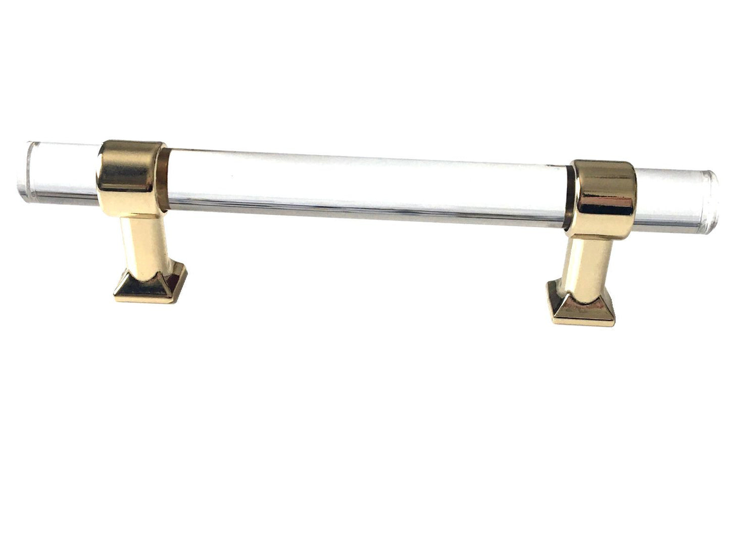 Acrylic Drawer Handles, Lucite Cabinet Pulls, Polished Gold Clear, Kitchen Hardware