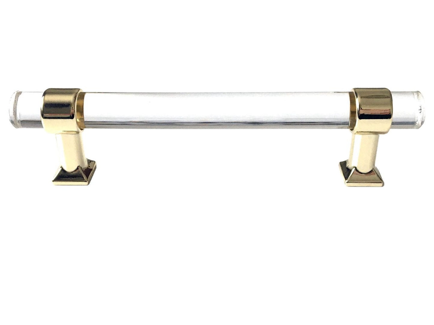 Acrylic Drawer Handles, Lucite Cabinet Pulls, Polished Gold Clear, Kitchen Hardware