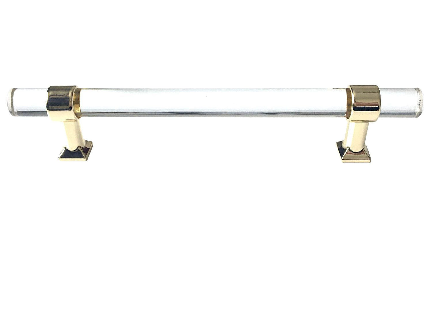Acrylic Drawer Handles, Lucite Cabinet Pulls, Polished Gold Clear, Kitchen Hardware