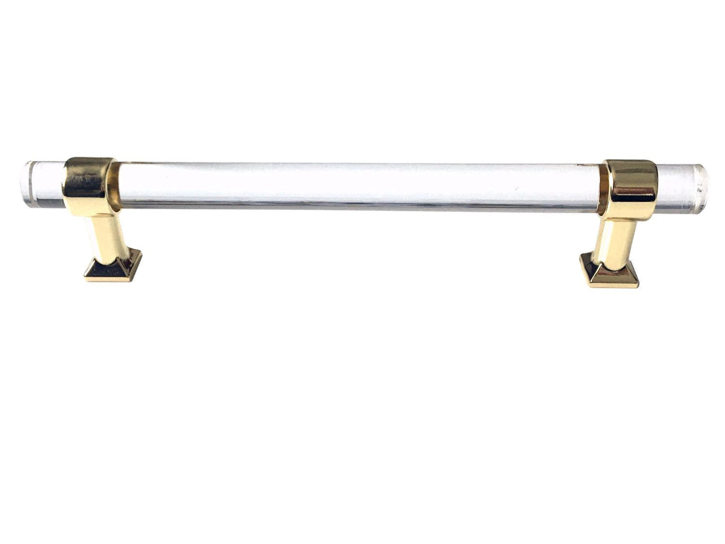 Acrylic Drawer Handles, Lucite Cabinet Pulls, Polished Gold Clear, Kitchen Hardware