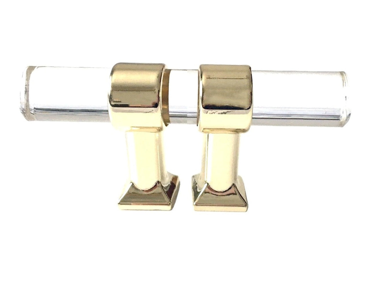Acrylic Drawer Handles, Lucite Cabinet Pulls, Polished Gold Clear, Kitchen Hardware