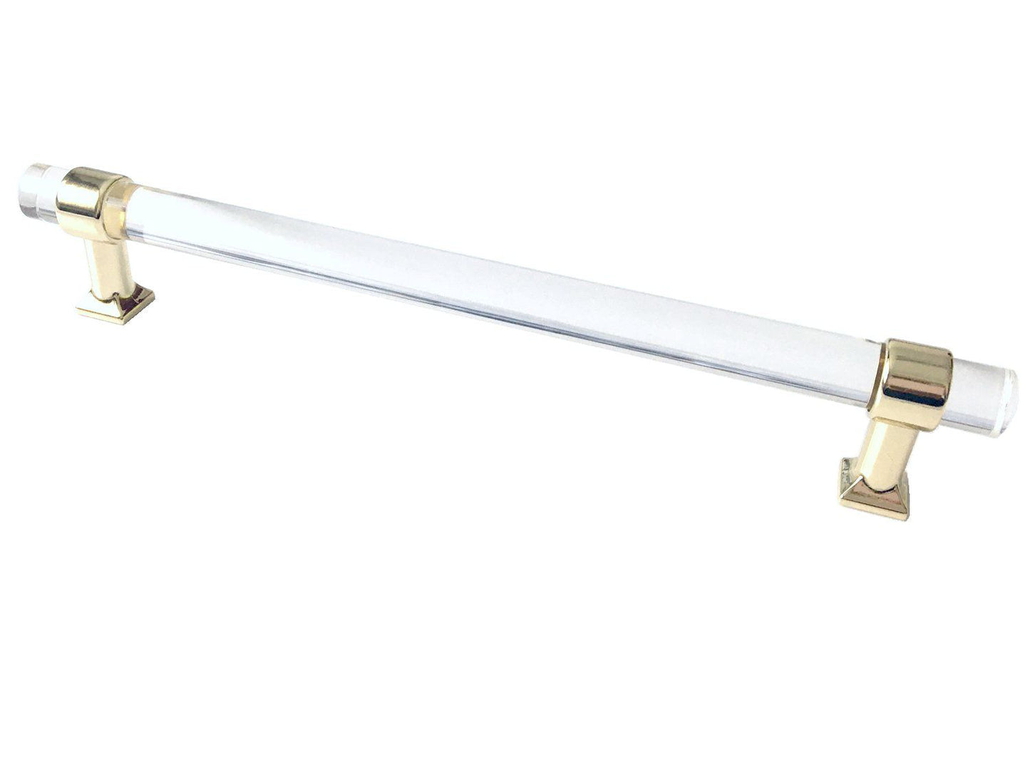 Acrylic Drawer Handles, Lucite Cabinet Pulls, Polished Gold Clear, Kitchen Hardware
