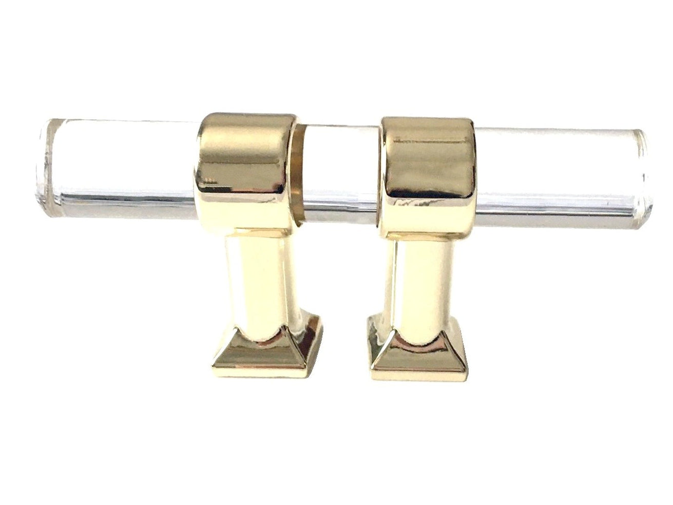 Acrylic Drawer Handles, Lucite Cabinet Pulls, Polished Gold Clear, Kitchen Hardware