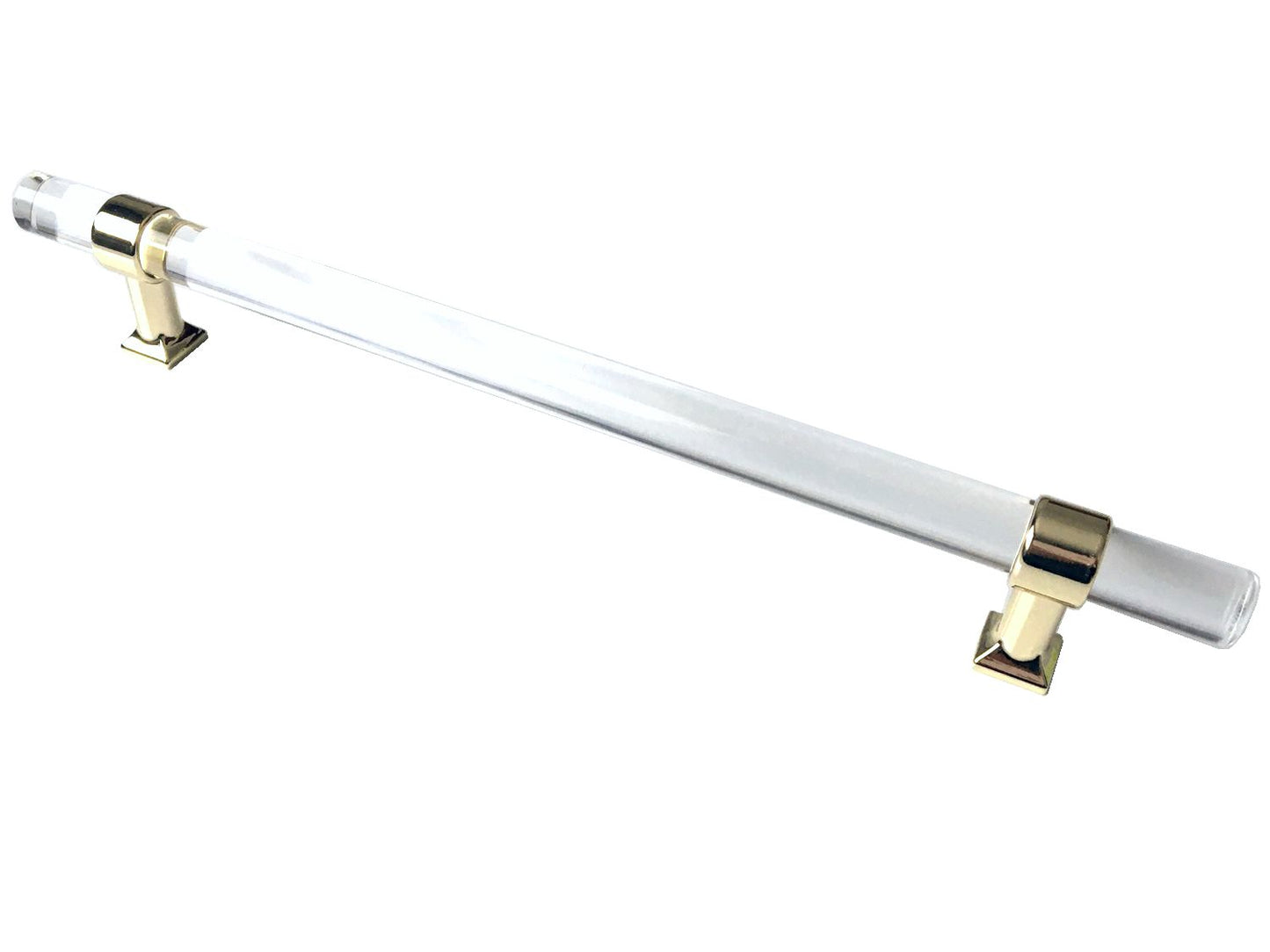 Acrylic Drawer Handles, Lucite Cabinet Pulls, Polished Gold Clear, Kitchen Hardware