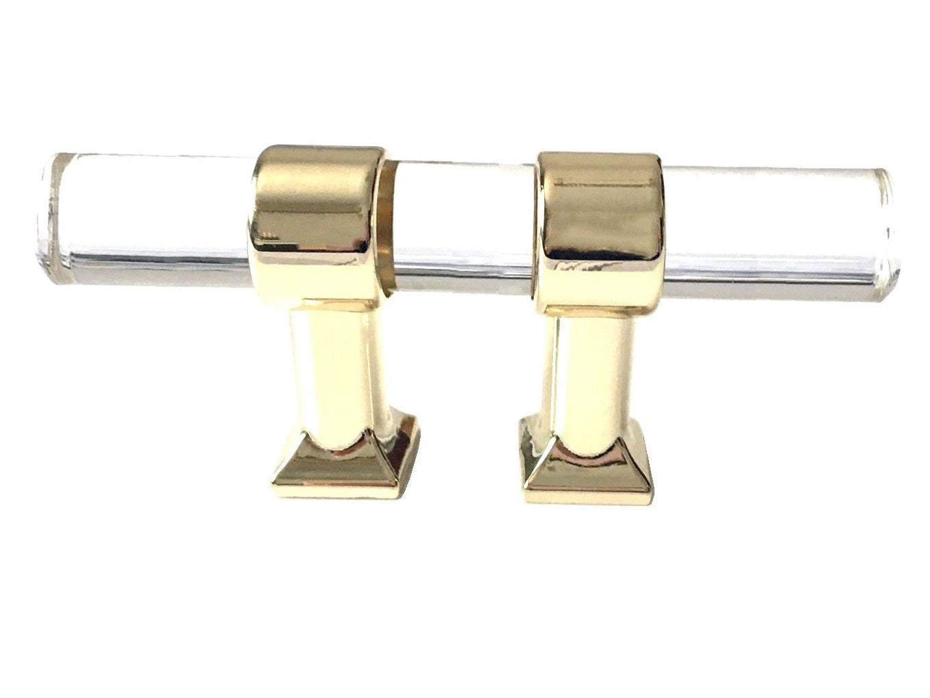 Acrylic Drawer Handles, Lucite Cabinet Pulls, Polished Gold Clear, Kitchen Hardware