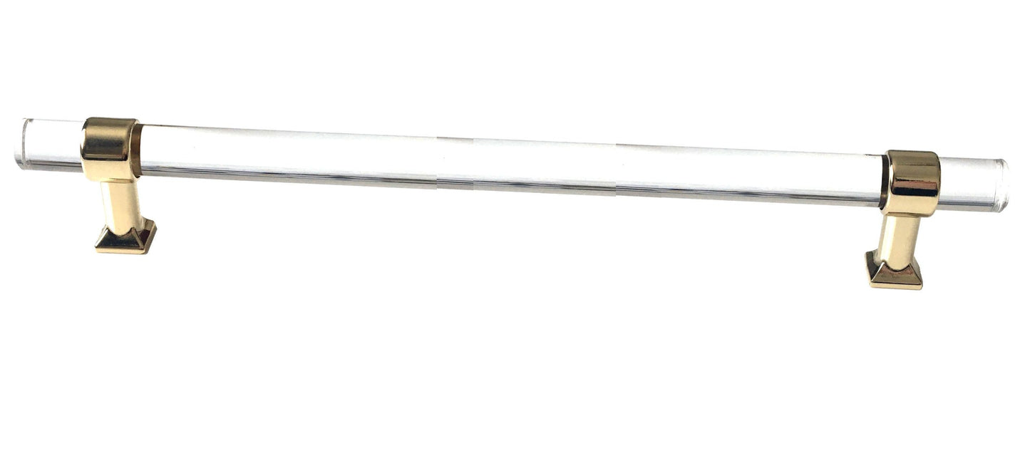 Acrylic Drawer Handles, Lucite Cabinet Pulls, Polished Gold Clear, Kitchen Hardware