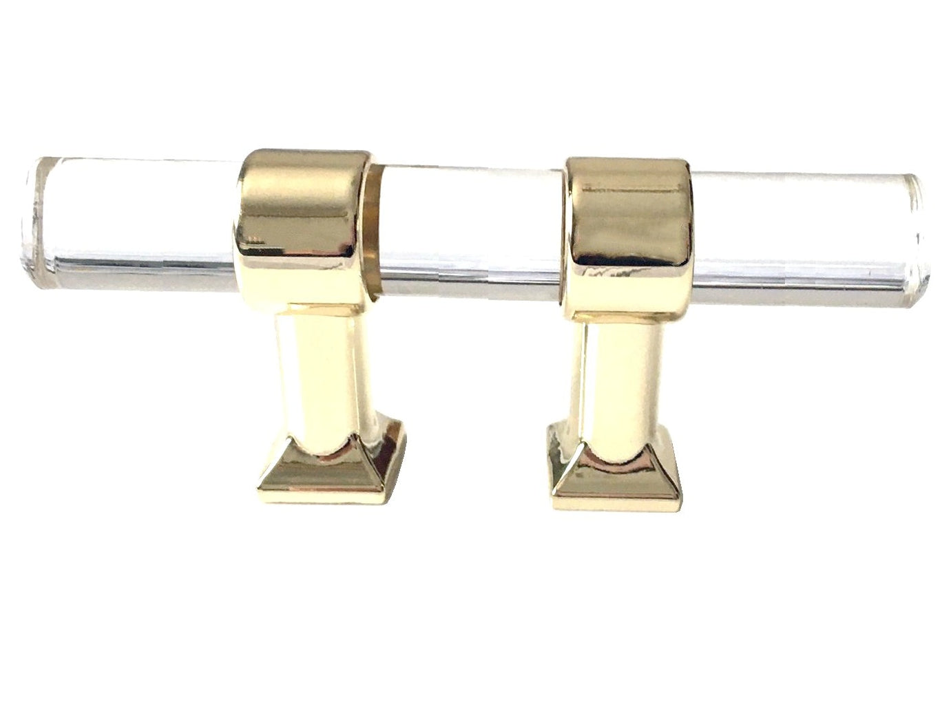 Acrylic Drawer Handles, Lucite Cabinet Pulls, Polished Gold Clear, Kitchen Hardware