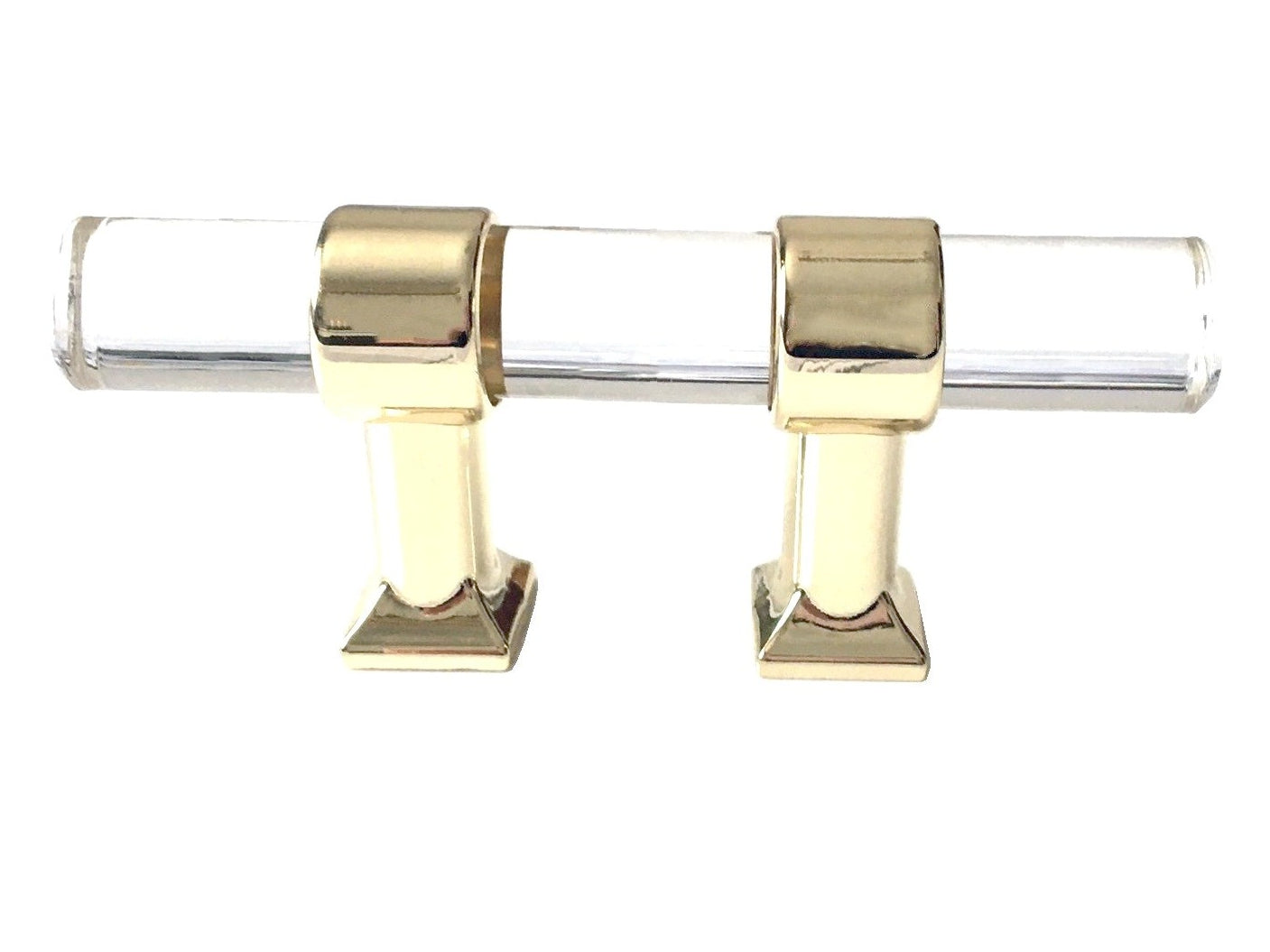 Acrylic Drawer Handles, Lucite Cabinet Pulls, Polished Gold Clear, Kitchen Hardware