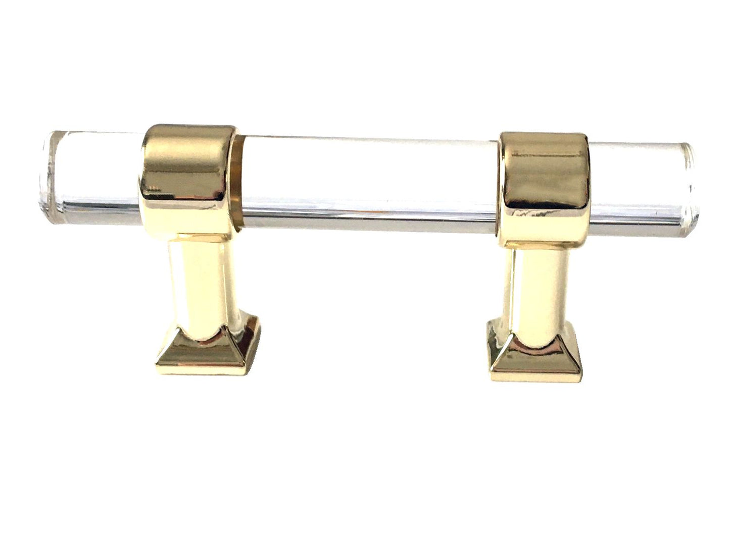 Acrylic Drawer Handles, Lucite Cabinet Pulls, Polished Gold Clear, Kitchen Hardware