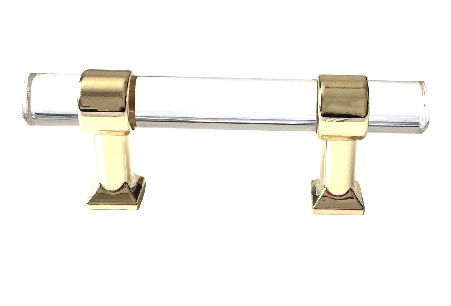 Acrylic Drawer Handles, Lucite Cabinet Pulls, Polished Gold Clear, Kitchen Hardware