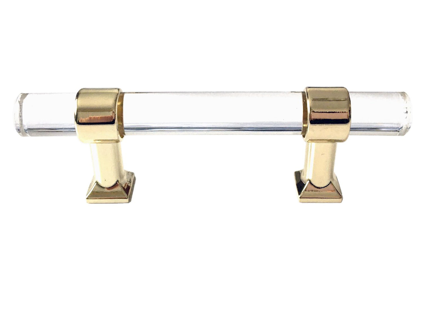 Acrylic Drawer Handles, Lucite Cabinet Pulls, Polished Gold Clear, Kitchen Hardware