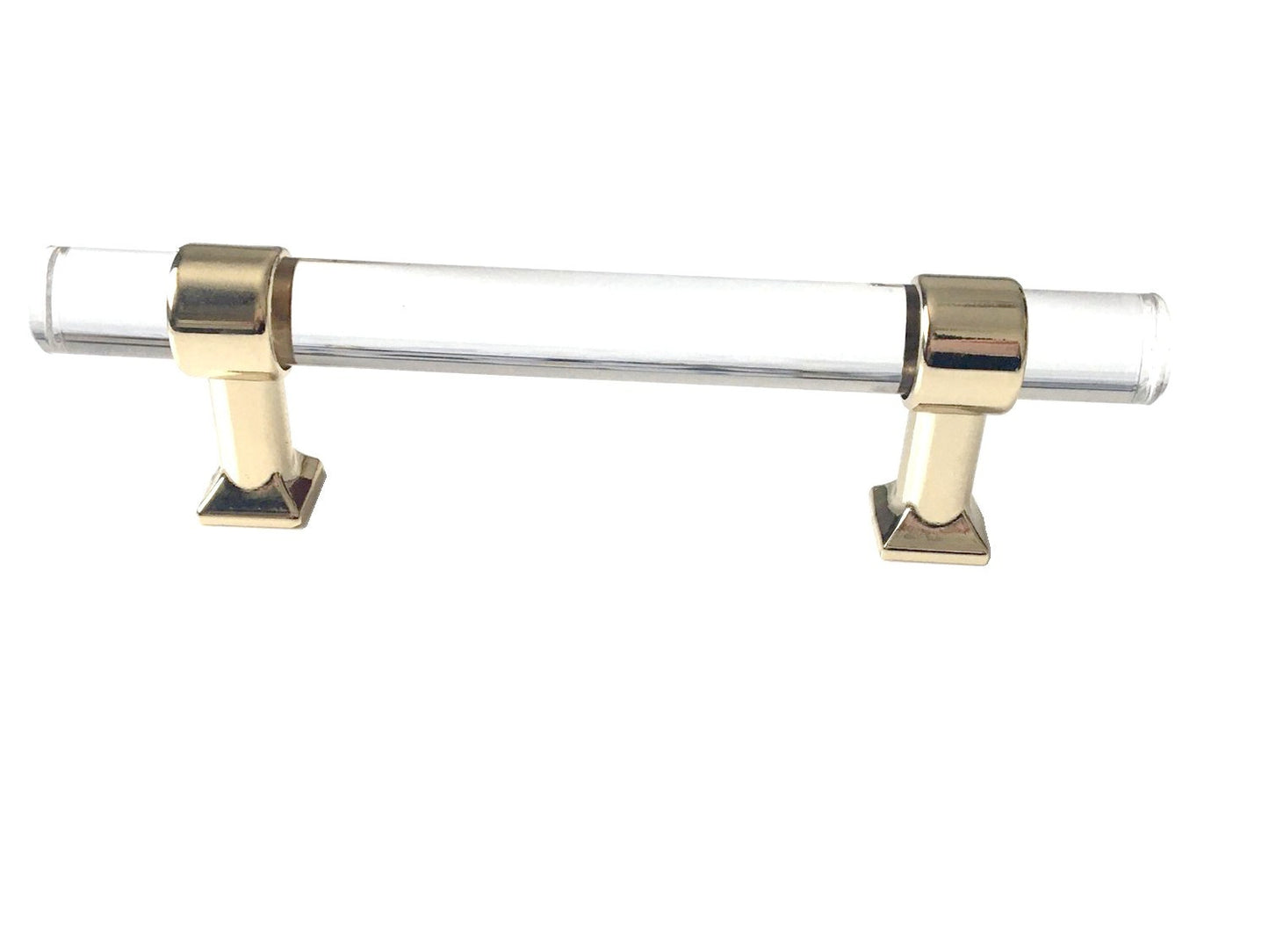 Acrylic Drawer Handles, Lucite Cabinet Pulls, Polished Gold Clear, Kitchen Hardware