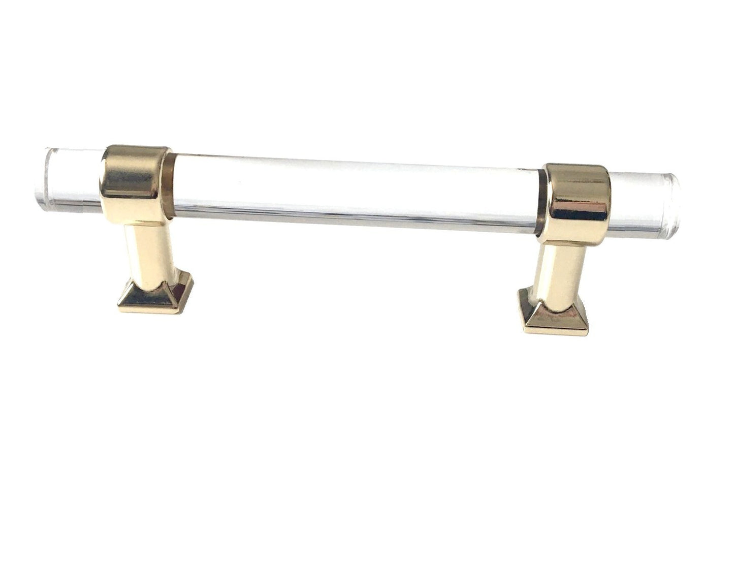 Acrylic Drawer Handles, Lucite Cabinet Pulls, Polished Gold Clear, Kitchen Hardware